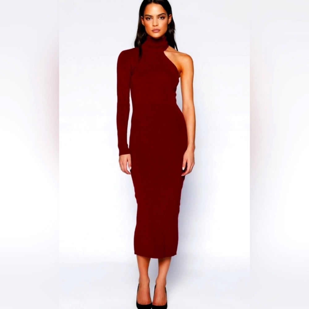 NWT Bardot Asymmetrical Knit Dress in Burgundy